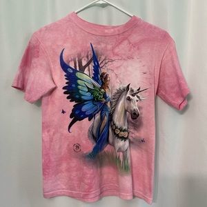 pink tie dyed fairy/unicorn tee from the mountain